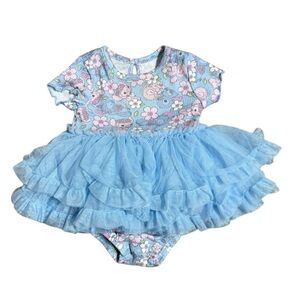 Disney Baby Girl Stitch Tutu Onesie Dress Size 6-9 Months